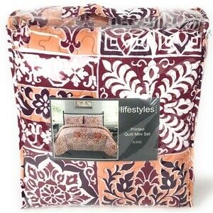 New Lifestyles Home King Quilt Set Bedspread Floral Paisley patchwork print boho